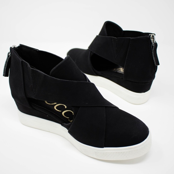 MELODY Cut-Out Wedge Sneaker - Black - Picture 1 of 5